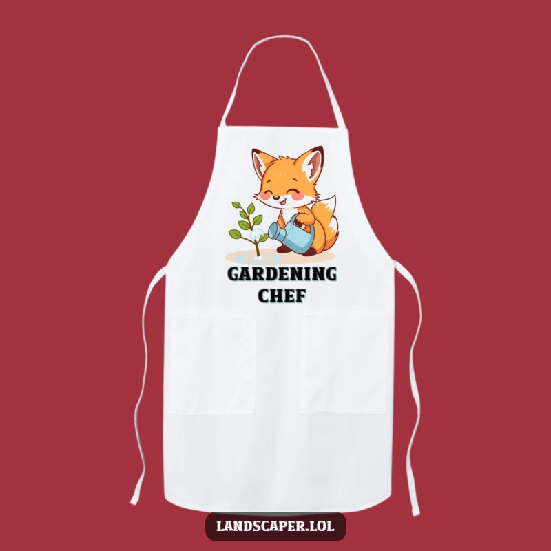 Funny Fox Cub Watering Sapling Apron: Hilarious Gardener's Accessory Gift