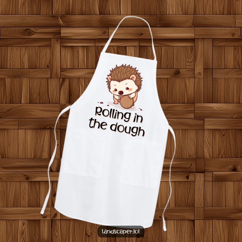 Funny Hedgehog Apron: A determined hedgehog rolls a dirt ball, bringing hilarious focus to your cooking and kitchen tasks.