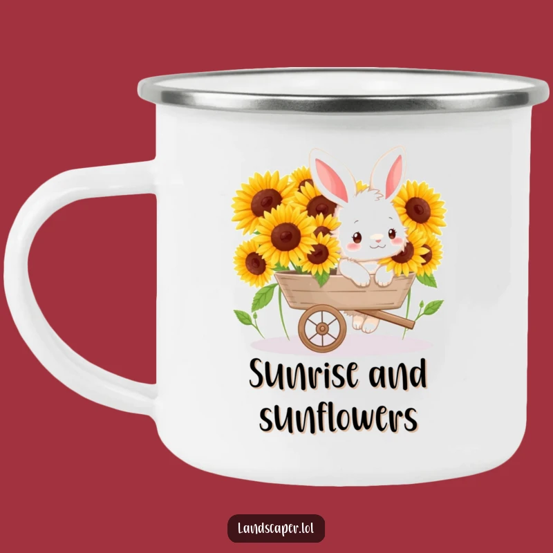 Funny Bunny Sunflower Camping Mug: Cheerful Outdoor Companion