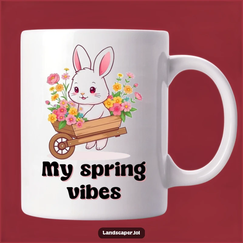 Funny Bunny Flower Wheelbarrow Mug: Whimsical Garden Humor Gift
