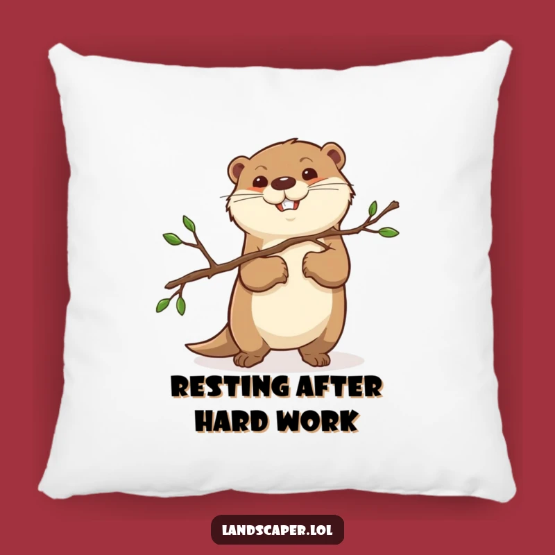 Comfy Funny Otter Pillow - Determined Woodworker Cushion - Hilarious Home Gift!