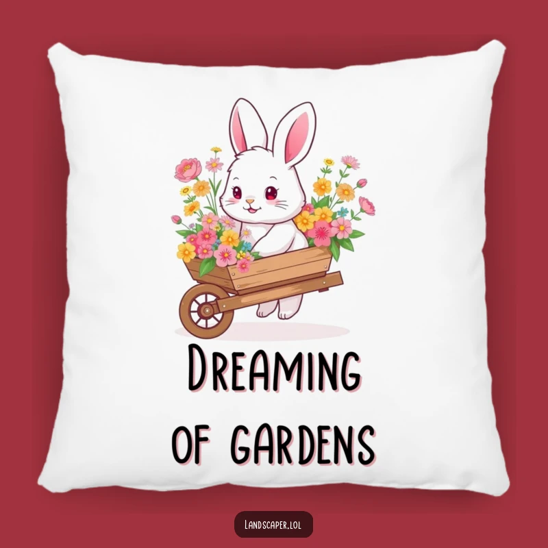 Funny Bunny Flower Wheelbarrow Pillow: Cozy Comfort with Floral Charm