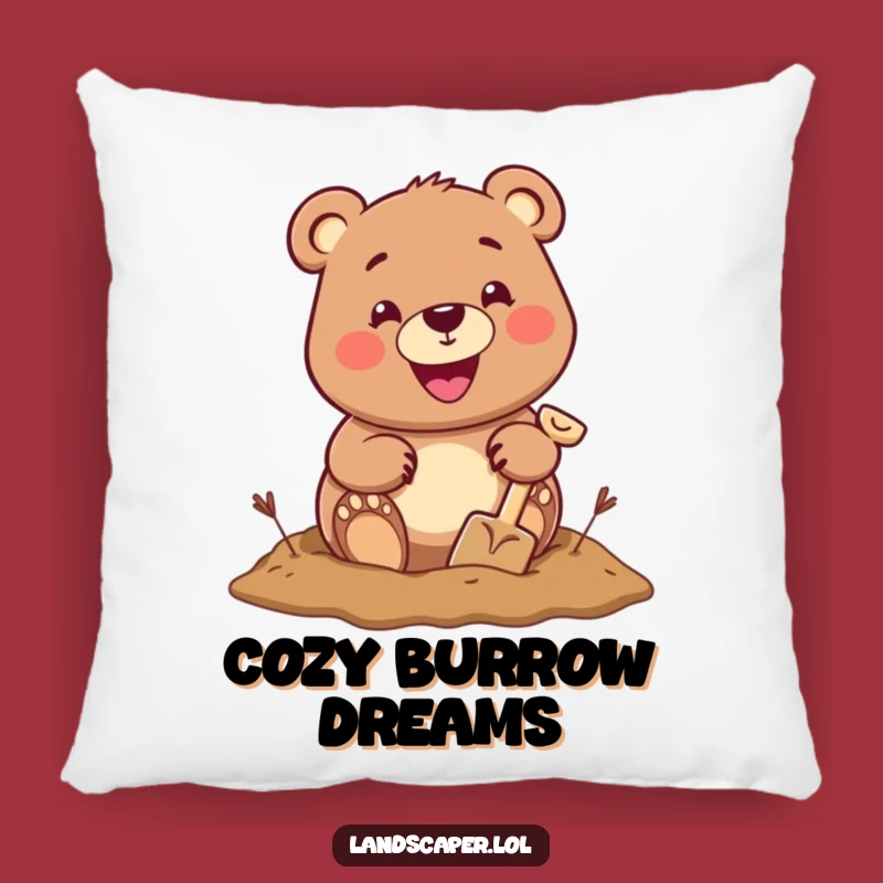 Funny Bear Digging Pillow: Cozy Comfort with Adventurous Grins