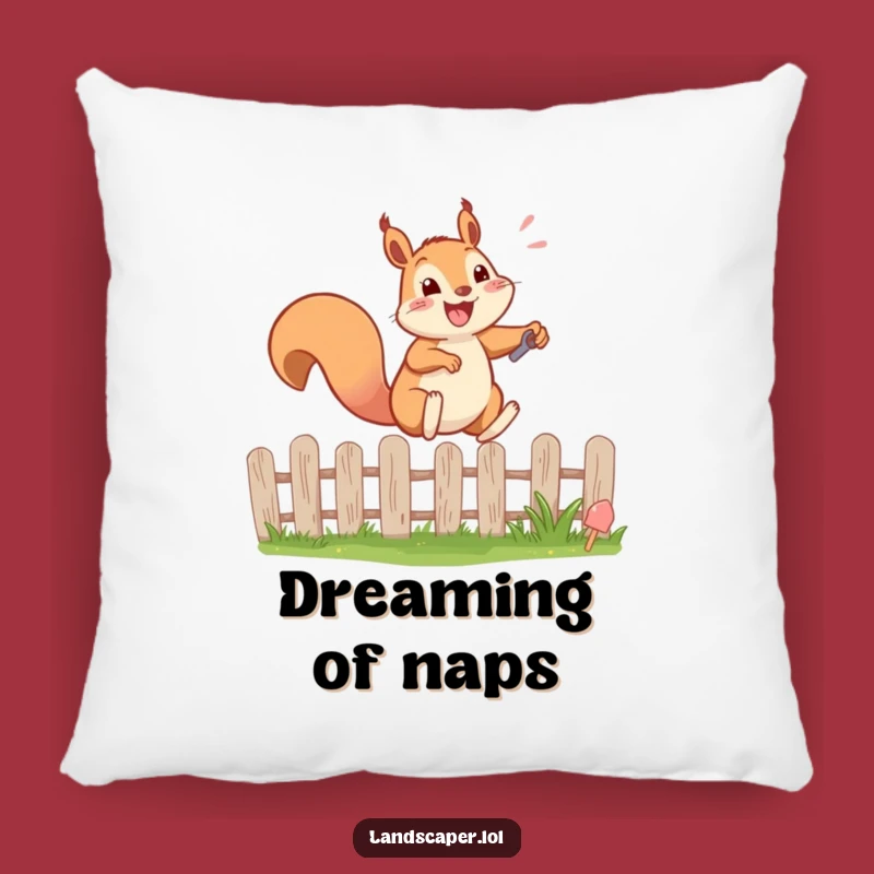 Funny Squirrel Leaping Fence Pillow: Cozy & Energetic Accent Cushion Gift