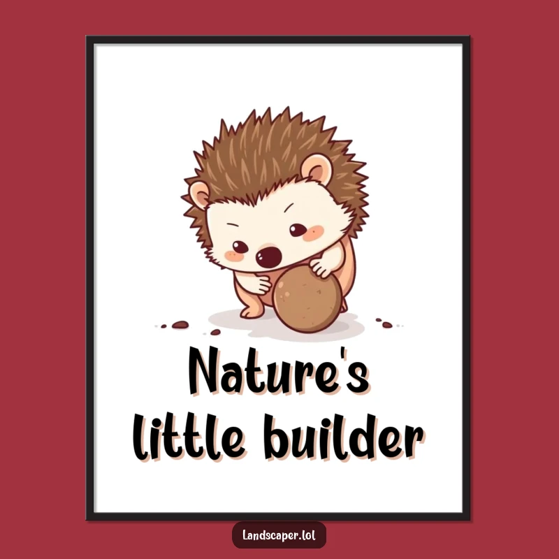 Funny Hedgehog Rolling Dirt Digital Art - Instant Downloadable Whimsy, Unique Gift