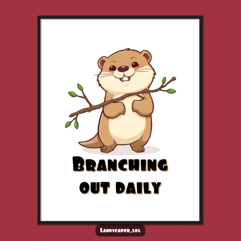 Funny Otter Digital Art - Determined Woodworker Scene - Instant Download Gift!