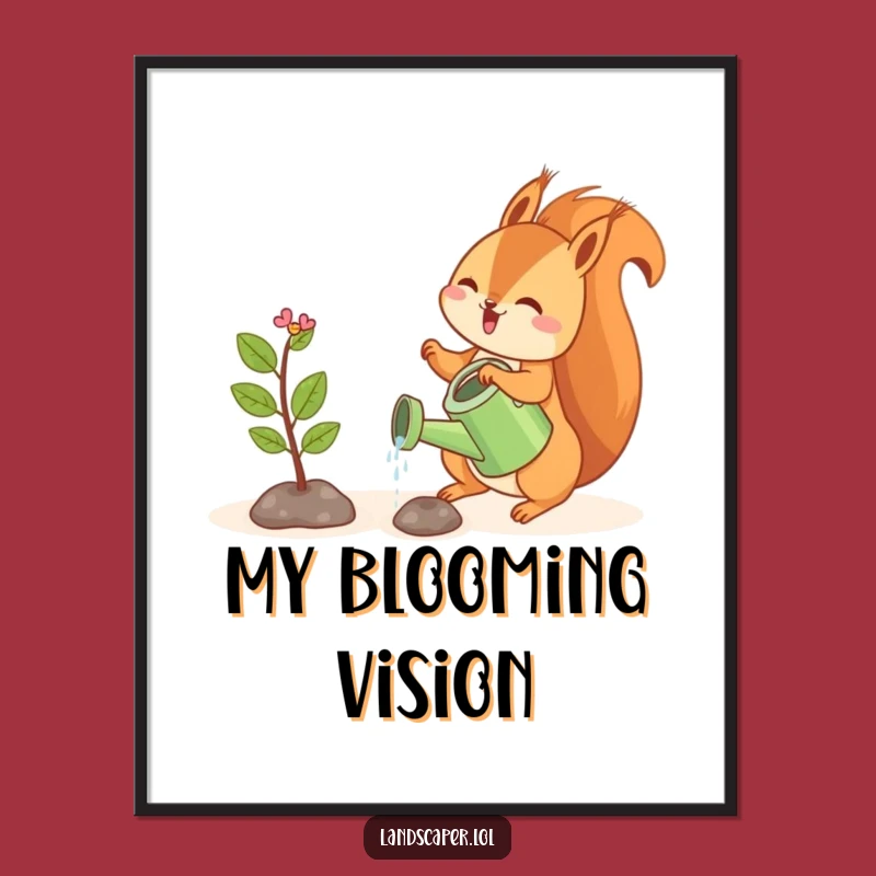 Funny Squirrel Sapling Digital Art: Printable Nurturing Humor