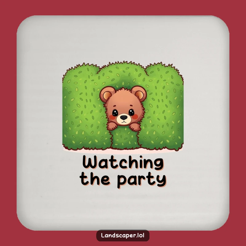 Funny Bear Cub Hedge Coaster Set: Protect Your Surfaces with Hilarious Woodland Art