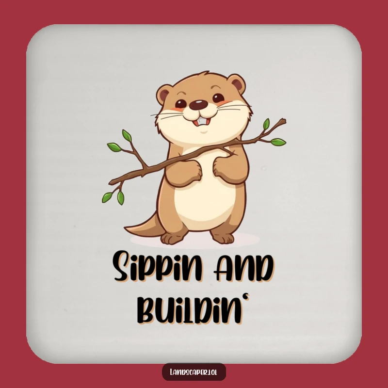 Funny Otter Coasters - Determined Woodworker Set for Tables - Perfect Party Gift!