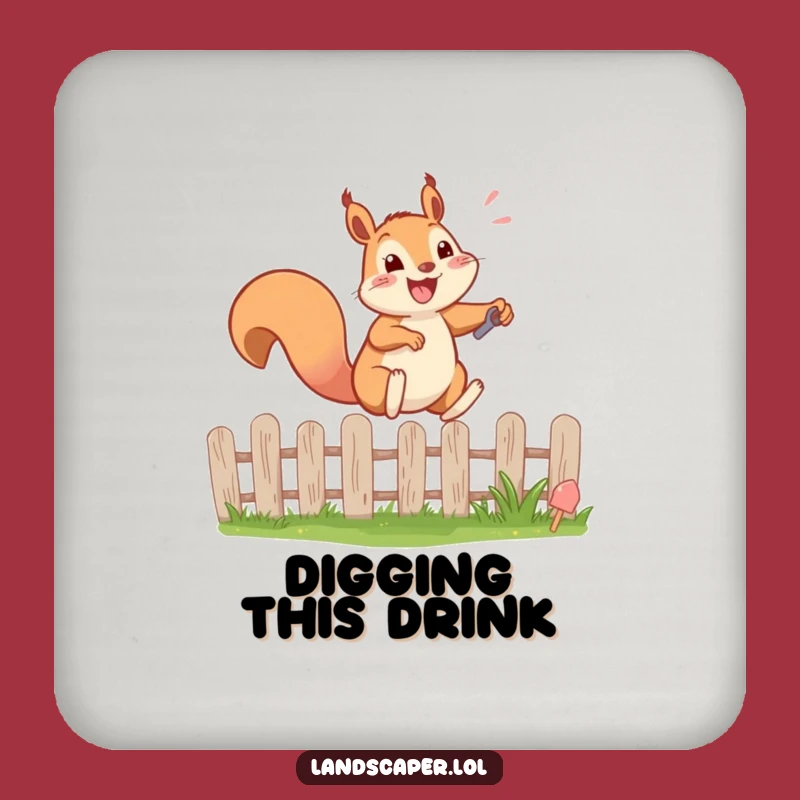 Funny Squirrel Leaping Fence Drink Coaster: Hilarious Garden Accessory