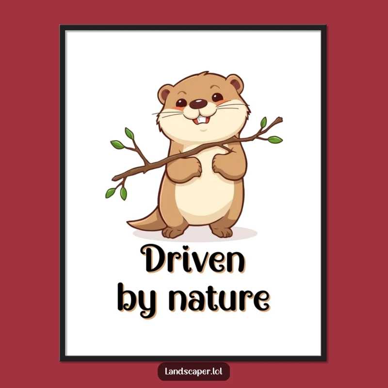 Funny Otter Art Print - Determined Woodworker Decor - Unique Gift Idea!