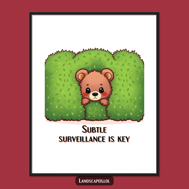 Funny Bear Cub Hedge Poster: Bring This Adorable and Hilarious Woodland Scene Home