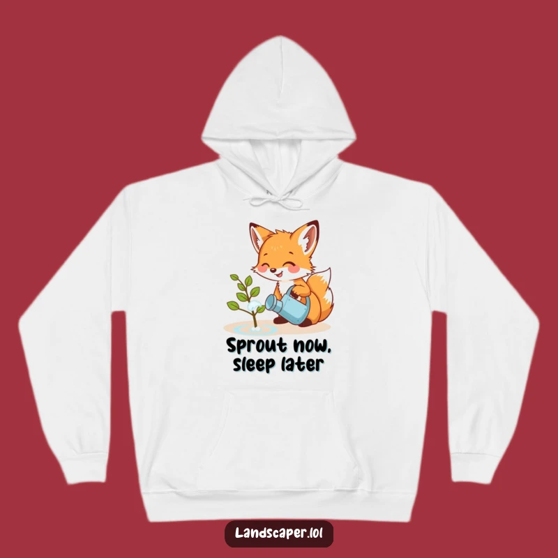 Funny Fox Cub Watering Sapling Hoodie: Cozy & Adorable Nature Gift