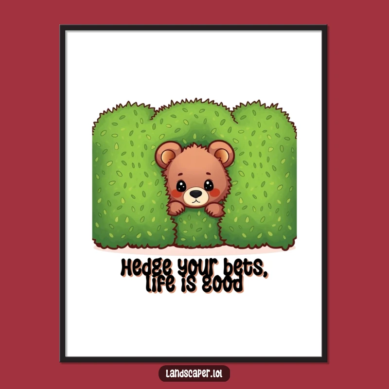Funny Free Printable Wall Art: Curious Bear Cub Peeking - Downloadable Home Decor Gift