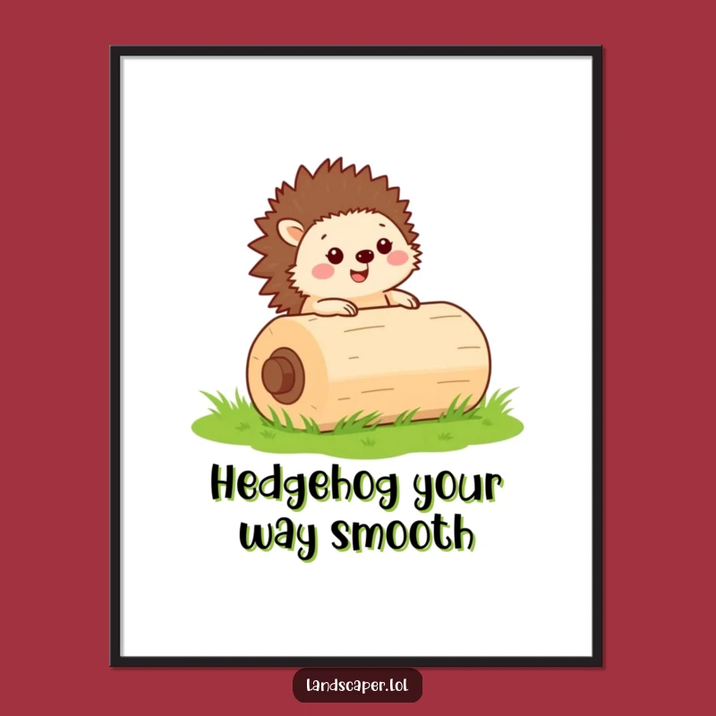 Funny Free Printable Wall Art: Rolling Hedgehog, Lawn Care Downloadable Decor