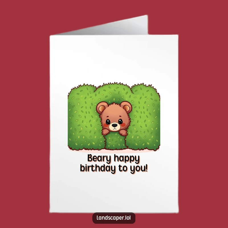 Free Printable Birthday Card: Curious Bear Cub Peeking - Funny Downloadable Gift