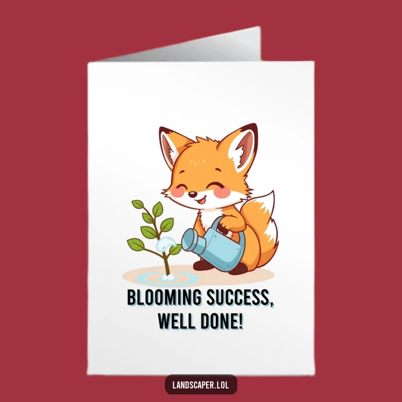 Free Printable Fox Cub Congrats Card: Funny Watering - Downloadable Growth Gift