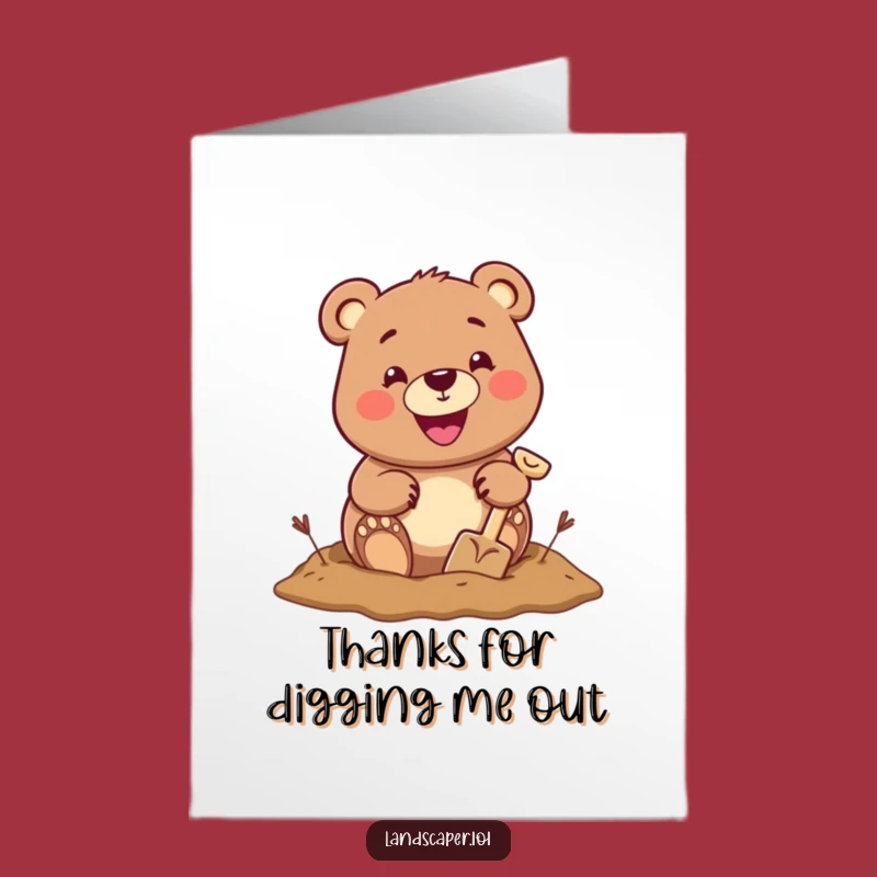 Free Printable Thank You Card: Cheerful Bear Digging Theme, Perfect Downloadable Gift