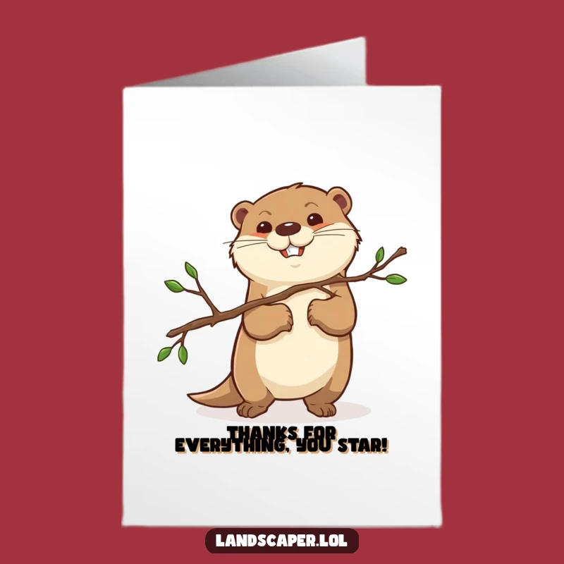 Free Printable Thank You Card: Otter Carrying Branch, Funny Downloadable Gratitude