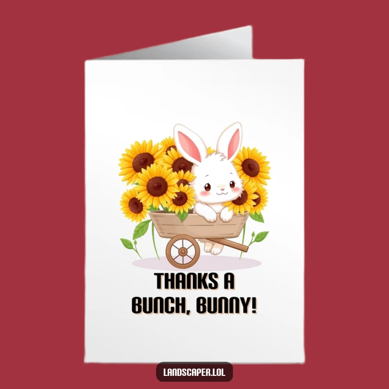 Free Printable Thank You Card: Bunny Gardeners Thanks, Sunflower Appreciation Downloadable